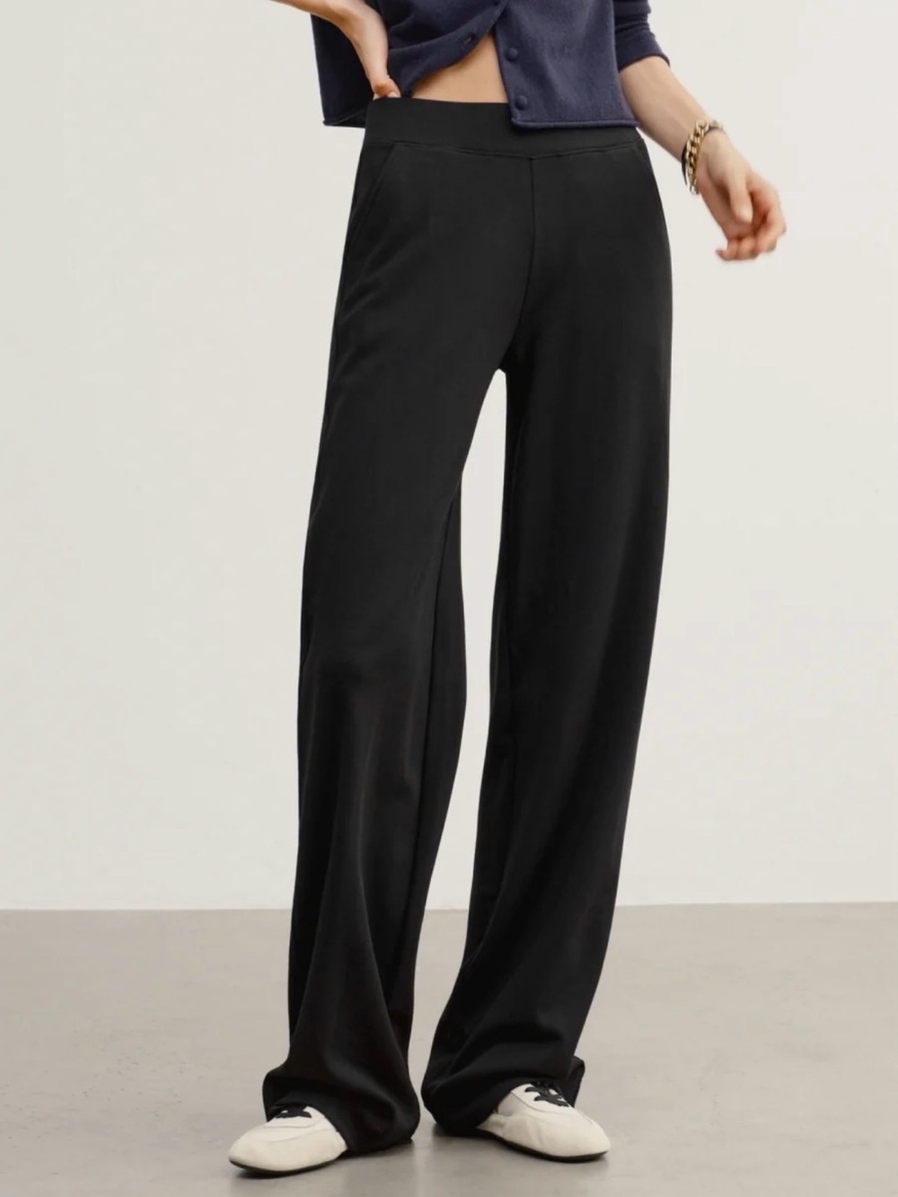 AYR High Hopes Pants Womens Size L Black Straight Leg Stretch Pima Cotton